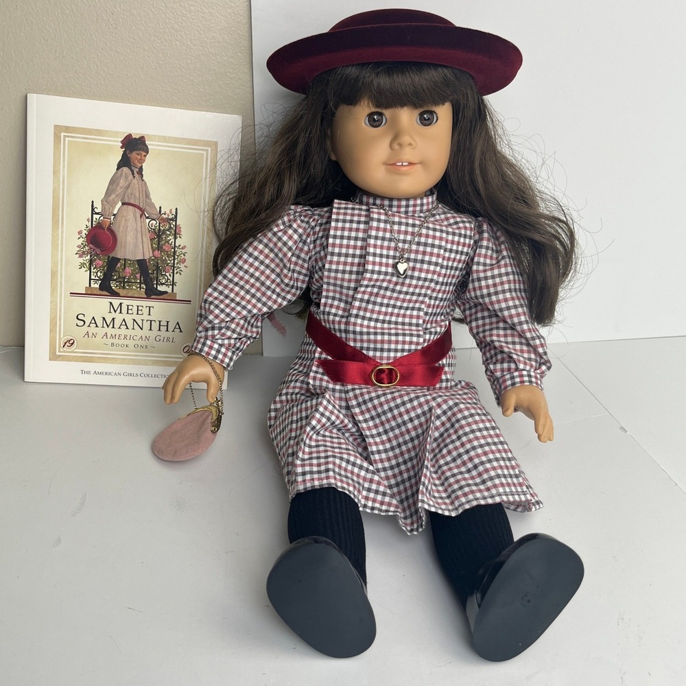 Vintage Pleasant Company Samantha American Girl Doll Meet Outfit Hat Purse Book